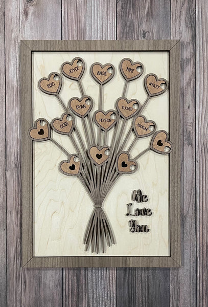 Mother's Day Personalized Heart Shaped Flower Bouquet
