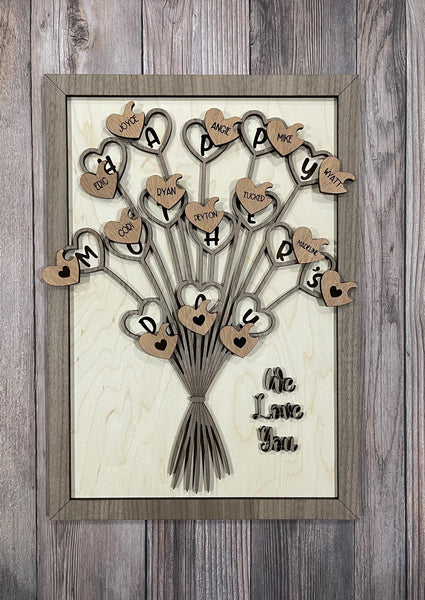 Mother's Day Personalized Heart Shaped Flower Bouquet