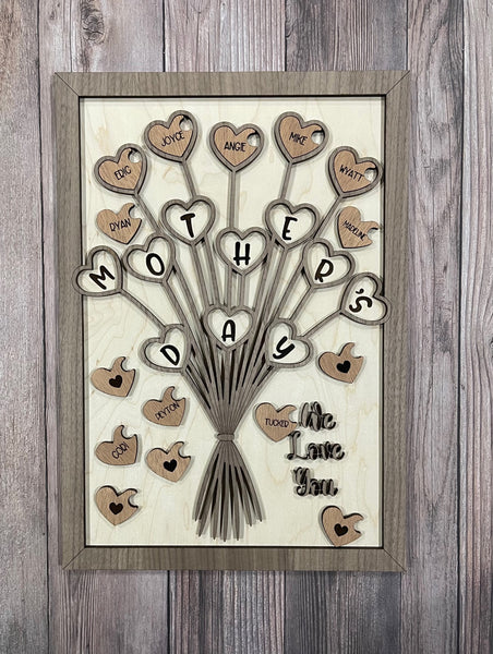 Mother's Day Personalized Heart Shaped Flower Bouquet
