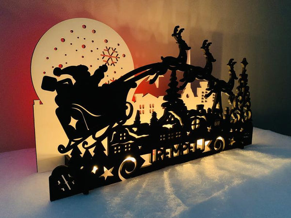 Santa with Reindeer Scene - Personalized