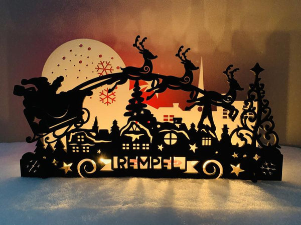 Santa with Reindeer Scene - Personalized