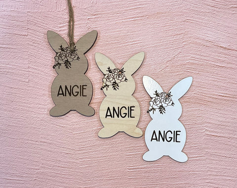 Personalized Floral Easter Bunny Basket Tag
