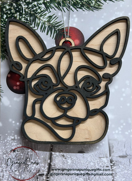 Line Art Dog Ornaments