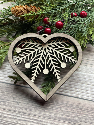 Heart Snowflake Ornaments